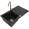 Mexen Cesar 1-Bowl Granite Sink with Drainer and Telma Kitchen Tap, Black - 6514-77-670200-50