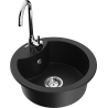 Mexen Diego 1-compartment granite sink with kitchen mixer tap Telma, Black - 6512-77-670200-00