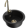 Mexen Diego 1-bowl granite sink with Telma kitchen faucet, black - 6512-77-670200-50