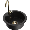 Mexen Diego granite kitchen sink 1-bowl with Telma kitchen faucet, black - 6512-77-670200-50