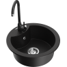 Mexen Diego 1-compartment granite sink with kitchen mixer tap Telma, Black - 6512-77-670200-70
