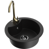 Mexen Diego granite kitchen sink 1-bowl with Telma kitchen faucet, black - 6512-77-670200-50-B