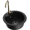 Mexen Diego granite sink 1-bowl with Telma kitchen faucet, black - 6512-77-670200-50-B