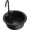 Mexen Diego 1-bowl granite sink with Telma kitchen faucet, black - 6512-77-670200-70-B