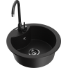 Mexen Diego 1-compartment granite sink with a kitchen mixer tap Telma, Black - 6512-77-670200-70-B