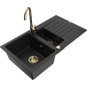Mexen Matias Granite Sink 1.5-Bowl with Drainer and Telma Kitchen Tap, Black - 6502-77-670200-50