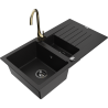 Mexen Matias granite kitchen sink 1.5-basin with drainer and Telma kitchen tap, black - 6502-77-670200-50-B
