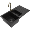 Mexen Matias granite sink 1.5-bowl with drainer and Telma kitchen faucet, black - 6502-77-670200-50-B