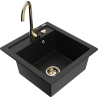 Mexen Vito 1-bowl granite sink with Telma kitchen faucet, black - 6503-77-670200-50