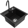 Mexen Vito 1-bowl granite sink with Telma kitchen faucet, black - 6503-77-670200-70
