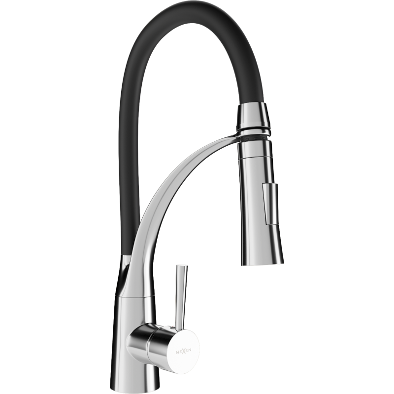 Mexen Aster kitchen faucet, chrome/black - 73450-07