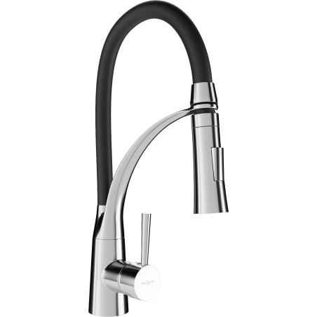 Mexen Aster kitchen tap, chrome/black - 73450-07