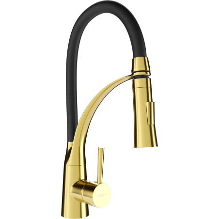 Mexen Aster kitchen mixer tap, Gold/Black - 73450-57