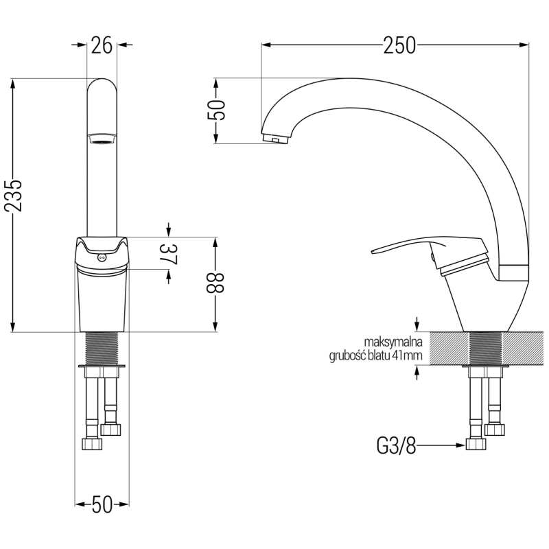 Mexen Rosa kitchen tap, black - 670800-70