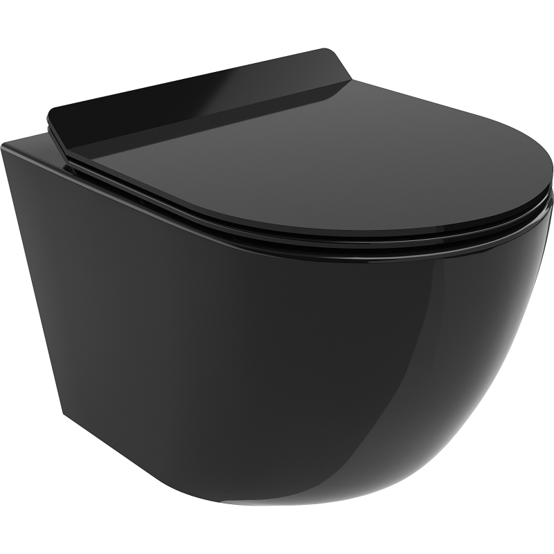 Mexen Lena Rimless WC Bowl with Slim Soft-Close Seat, Duroplast, Black Gloss - 30224070