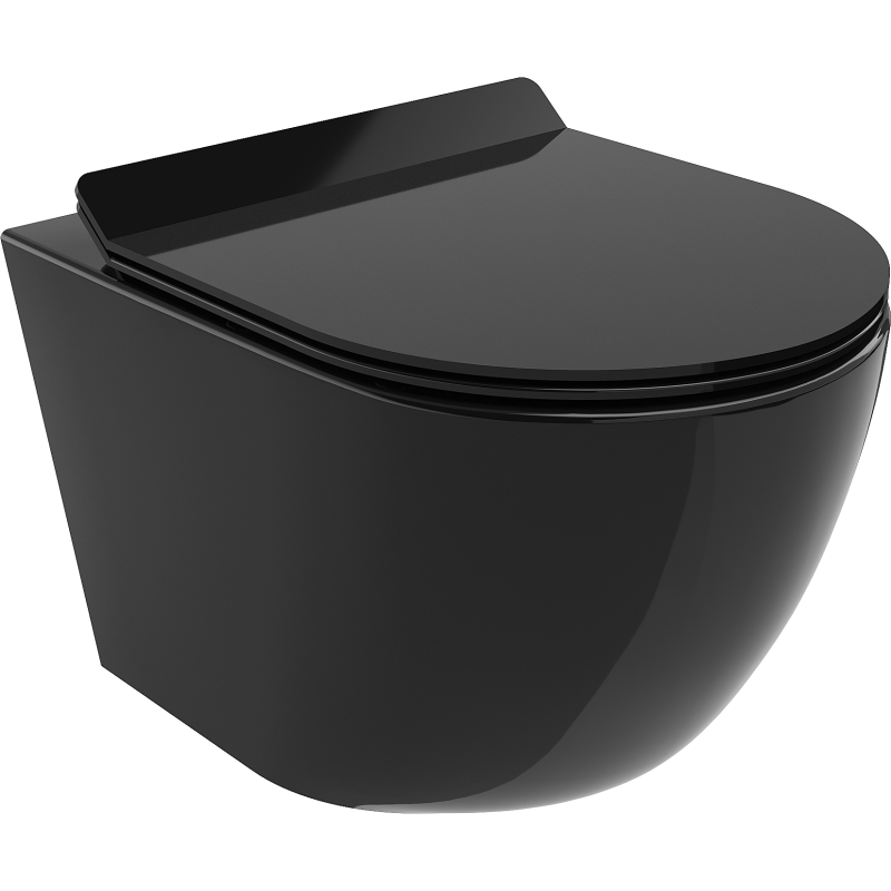 Mexen Lena Rimless WC Bowl with Soft-Close Slim Seat, Duroplast, Black Gloss - 30224070