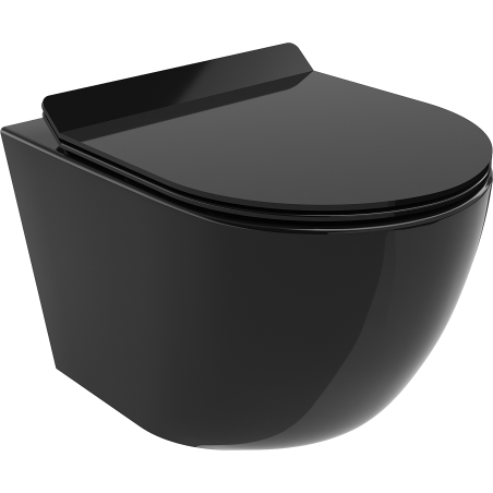 Mexen Lena Rimless WC Bowl with Slim Soft-Close Seat, Duroplast, Black Gloss - 30224070