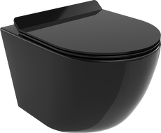 Mexen Lena Rimless toilet bowl with a slim soft close toilet seat, Thermosetting polymer, Black - 30224070