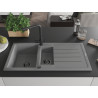 Mexen Andres granite sink 1.5-bowl with drainer and Duero kitchen faucet, gray - 6515-71-671600-70-B