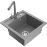 Mexen Vito 1-Bowl Granite Sink with Duero Kitchen Faucet, Gray - 6503-71-671600-71
