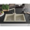 Mexen Mario granite double-bowl sink with Duero kitchen tap, beige - 6504-69-671600-69