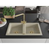 Mexen Mario 2-Bowl Granite Kitchen Sink with Duero Faucet, Beige - 6504-69-671600-50