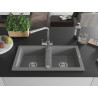 Mexen Mario granite double-bowl kitchen sink with Duero mixer, gray - 6504-71-671600-00