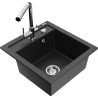 Mexen Vito 1-chamber granite sink with Duero kitchen faucet, black/silver metallic - 6503-73-671600-00