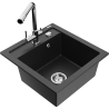 Mexen Vito granite kitchen sink 1-bowl with Duero kitchen faucet, black/silver metallic - 6503-73-671600-00