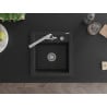 Mexen Vito granite sink 1-bowl with Duero kitchen tap, black/silver metallic - 6503-73-671600-00