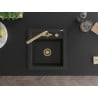 Mexen Vito granite kitchen sink 1-bowl with Duero kitchen faucet, black/silver metallic - 6503-73-671600-50