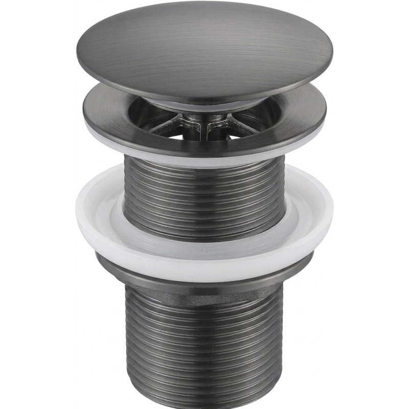 Mexen round click-clack drain, brushed gun gray - 79910-66