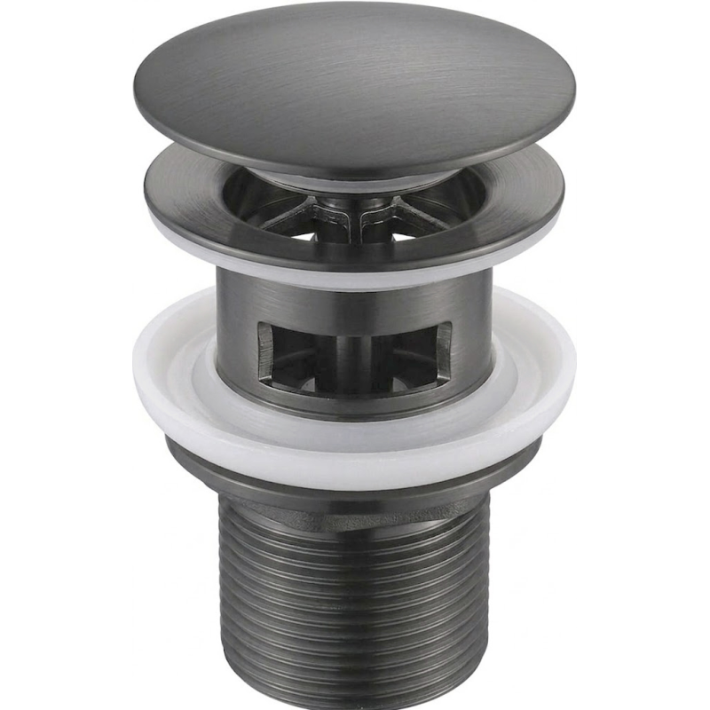 Mexen round click-clack plug with overflow, brushed gun gray - 79920-66