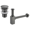 Mexen square washbasin semi-siphon with click-clack plug, without overflow, brushed gun gray - 7991060-66