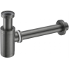 Mexen round semi-siphon for washbasin, brushed gun gray - 79950-66