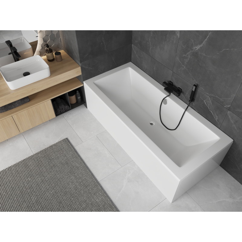 Mexen Cube rectangular bathtub 170 x 75 cm with casing, white - 55051707500X