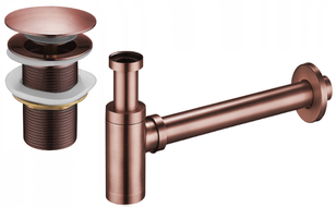 Mexen Round Sink Bottle Trap with Click-Clack Plug, Without Overflow, Antique Copper - 7991050-45