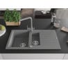 Mexen Matias granite sink 1.5-bowl with drainer and Duero kitchen tap, grey - 6502-71-671600-71
