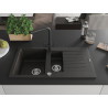 Mexen Matias granite sink 1.5-bowl with drainer and kitchen faucet Duero, black/gold metallic - 6502-75-671600-70