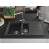 Mexen Matias 1.5-bowl granite sink with drainer and Duero kitchen faucet, black speckled - 6502-76-671600-00