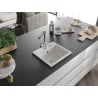 Mexen Milo 1-bowl granite sink with Duero kitchen faucet, white - 6505-20-671600-00