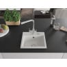 Mexen Milo 1-bowl granite sink with Duero kitchen faucet, white - 6505-20-671600-00