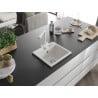 Mexen Milo granite kitchen sink 1-bowl with Duero kitchen faucet, white - 6505-20-671600-20