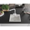 Mexen Milo granite kitchen sink 1-bowl with Duero kitchen faucet, white - 6505-20-671600-20