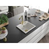 Mexen Milo 1-bowl granite sink with Duero kitchen faucet, white - 6505-20-671600-50