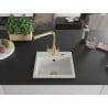 Mexen Milo 1-bowl granite sink with Duero kitchen faucet, white - 6505-20-671600-50