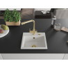 Mexen Milo granit sink 1-bowl with Duero kitchen faucet, white - 6505-20-671600-50