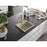 Mexen Milo granite kitchen sink 1-bowl with Duero kitchen faucet, beige - 6505-69-671600-50