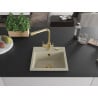 Mexen Milo granite kitchen sink 1-bowl with Duero kitchen faucet, beige - 6505-69-671600-50