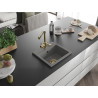 Mexen Milo granite kitchen sink 1-bowl with Duero kitchen faucet, gray - 6505-71-671600-50